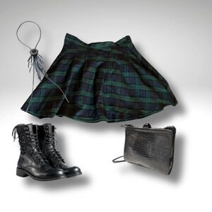 Blackwatch Tartan Mini Skirt – Dark Academia UK 12 / US L – Soft Brushed Check